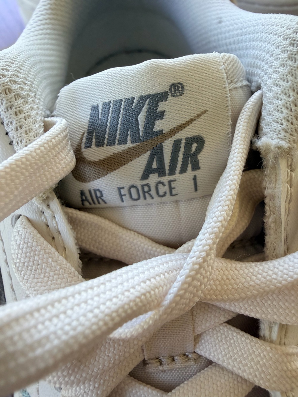 Nike Kids White Air Force 1 Sneakers with Grey Swoosh - Picture 10 of 10